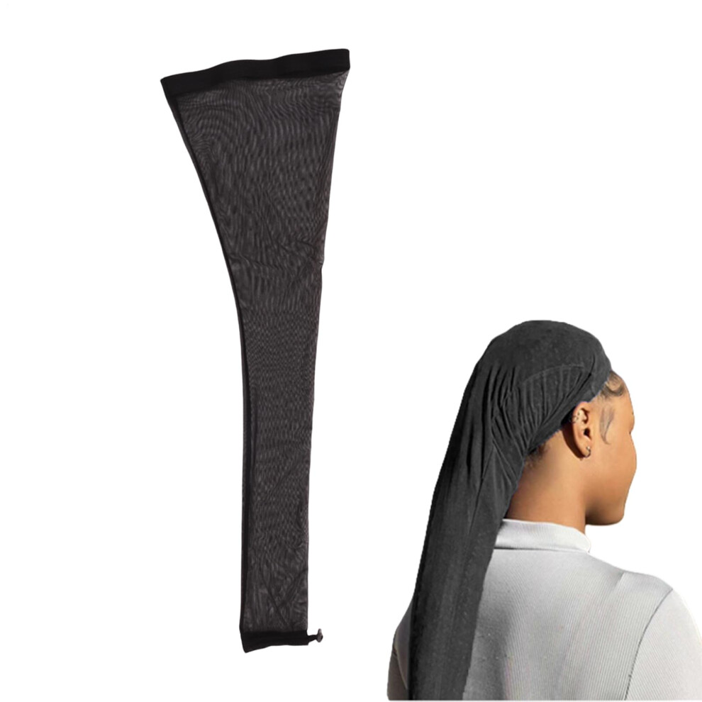 Unisex Black Hair Weave Sleeve For Locs, Elastic Bands, Breathable Wrap, Bunny Braids, Women And Girls,