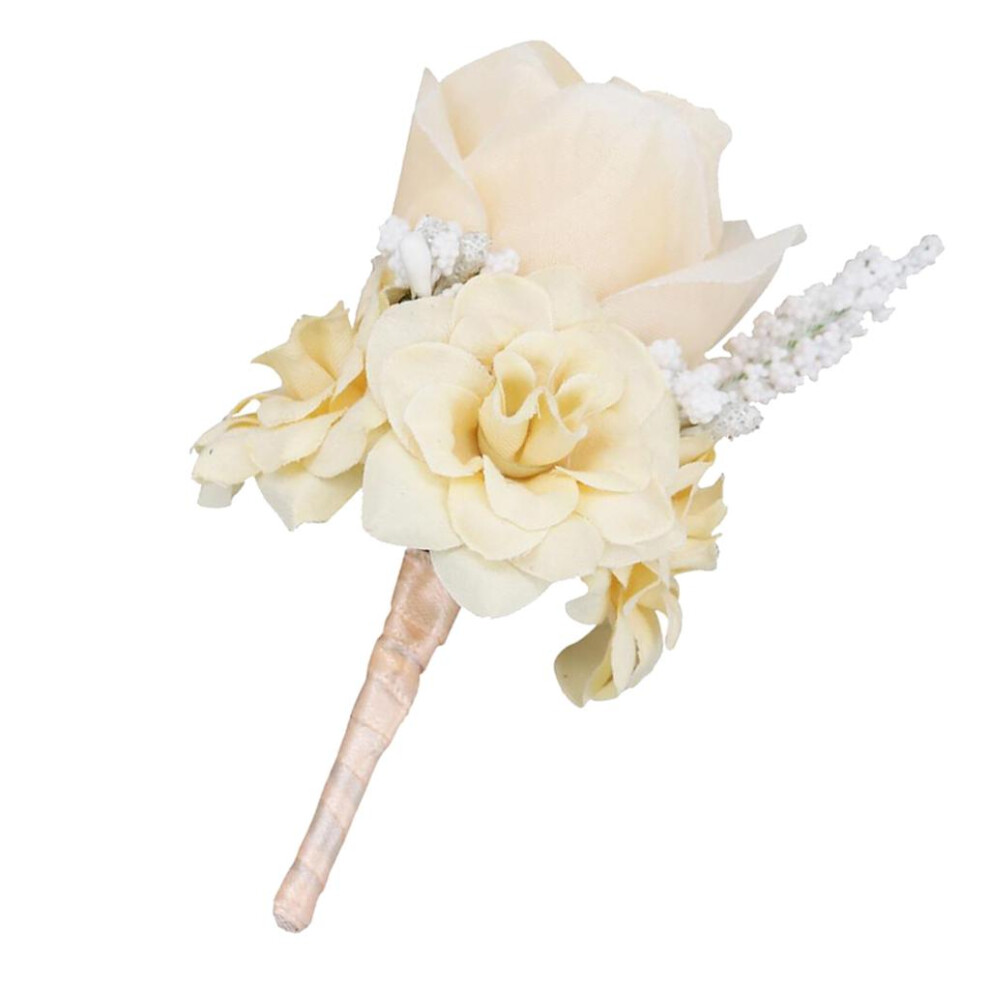 (Champagne) Silk R Flower Wedding Corsage Groom Bridal Wedding Boutonniere-image-OPC-PMPZQ5B-NEW