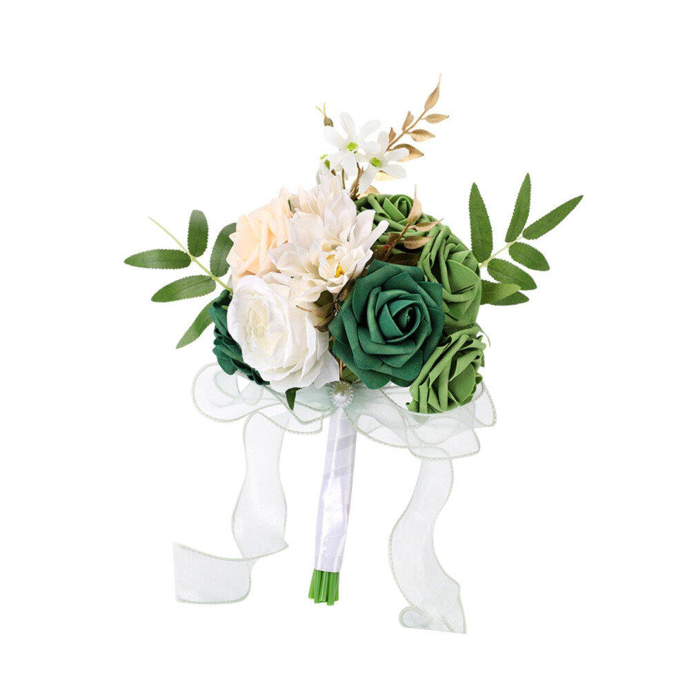 (Green, Height 29cm) 29cm Artificial Rs Bride Wedding Bouquet Handmade Elegant Tossing-image-OPC-PMPZQ7H-NEW