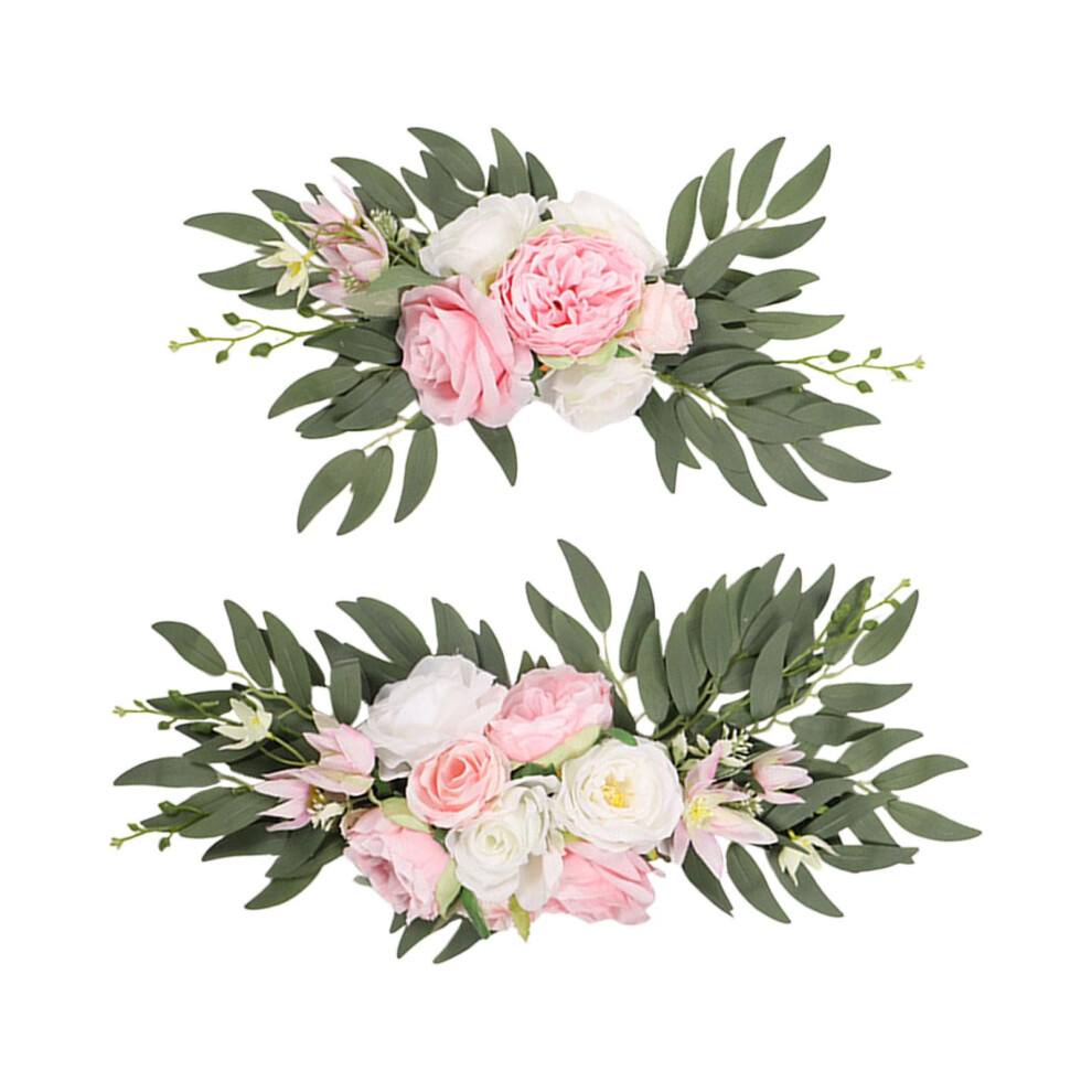 (Pink) 2Pcs Artificial R Flower Swag Wedding Arch Wreath for Home Ornament-image-OPC-PMPZQ8J-NEW