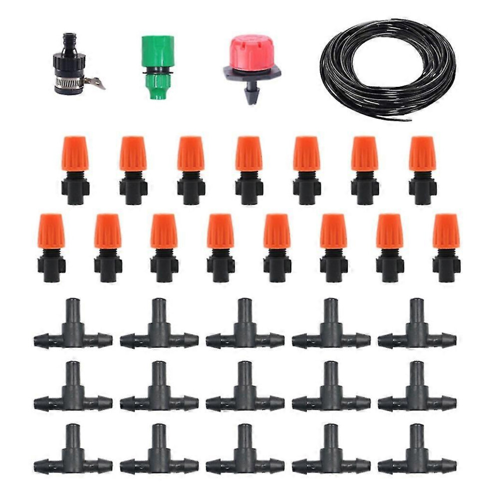 Kikidex (As Show, 15M Tube) 1 Set Self-Priming Garden Misting Cooling System Automatic Irrigation Kit