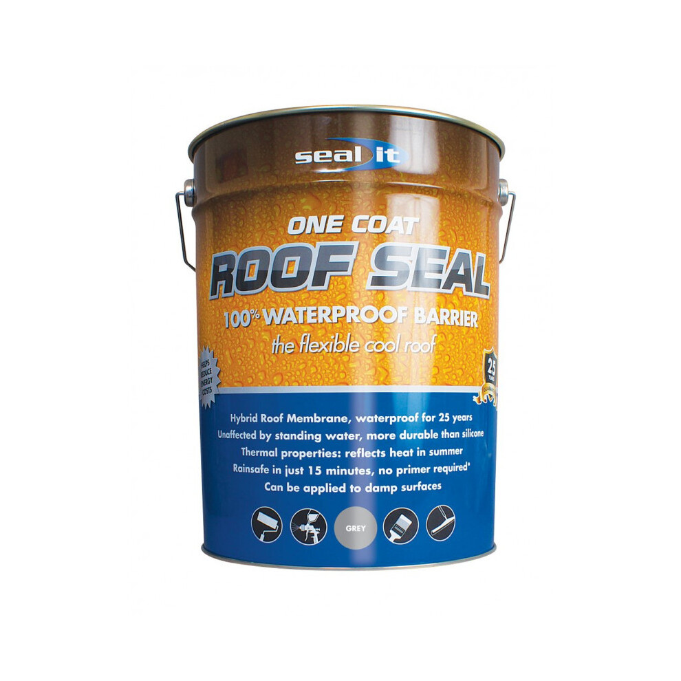 Bond-It Bond It 20L Seal It One Liquid Membrane Coat Roofing Waterproof Hybrid Roof Barrier Grey 20 Litres