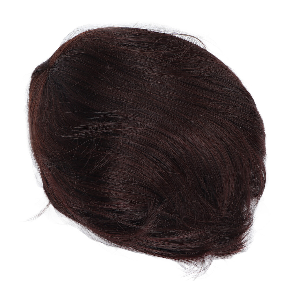 Unisex Brown Men Short Dark Wig, Straight Fake Hair For Halloween & Cosplay