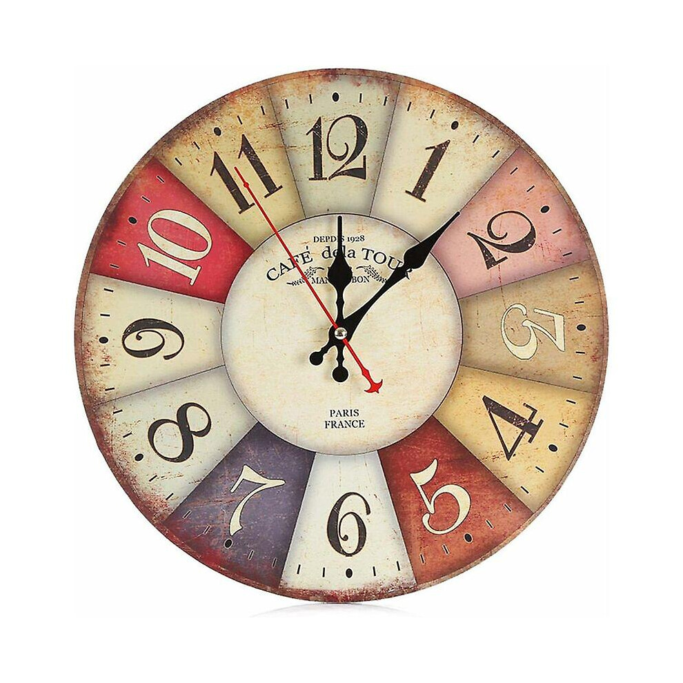 Kikidex (As Show, One Size) Wooden Wall Clock - 30Cm Retro Large Numbers - Silent Non Ticking Wall Clock For Kitchen, Living Room