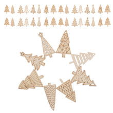 150Pcs Beige Wood Craft Ornaments Unfinished Tree Shapes for Painting