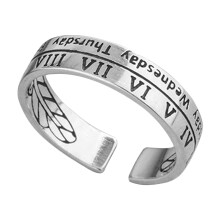 Silver Ring Open Band Roman Numerals for Girls