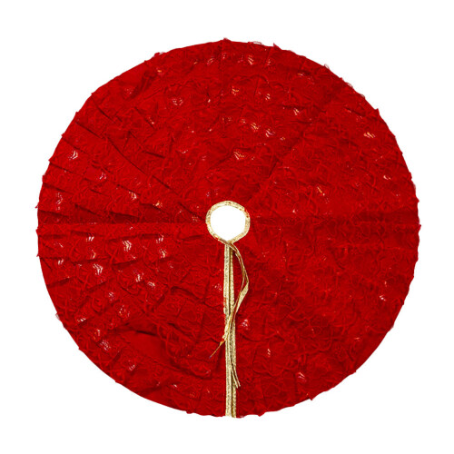 1St 80Cm Geraffter Weihnachtsbaumrock Rot 2