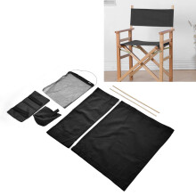 Premium Black Canvas Director Chair Cover with Storage Bag 52x41cm