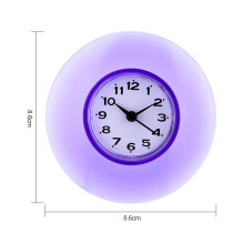 Wasserdichte lila Küchenbadzimmer Saugnapfwanduhr 8,6 cm Quarz