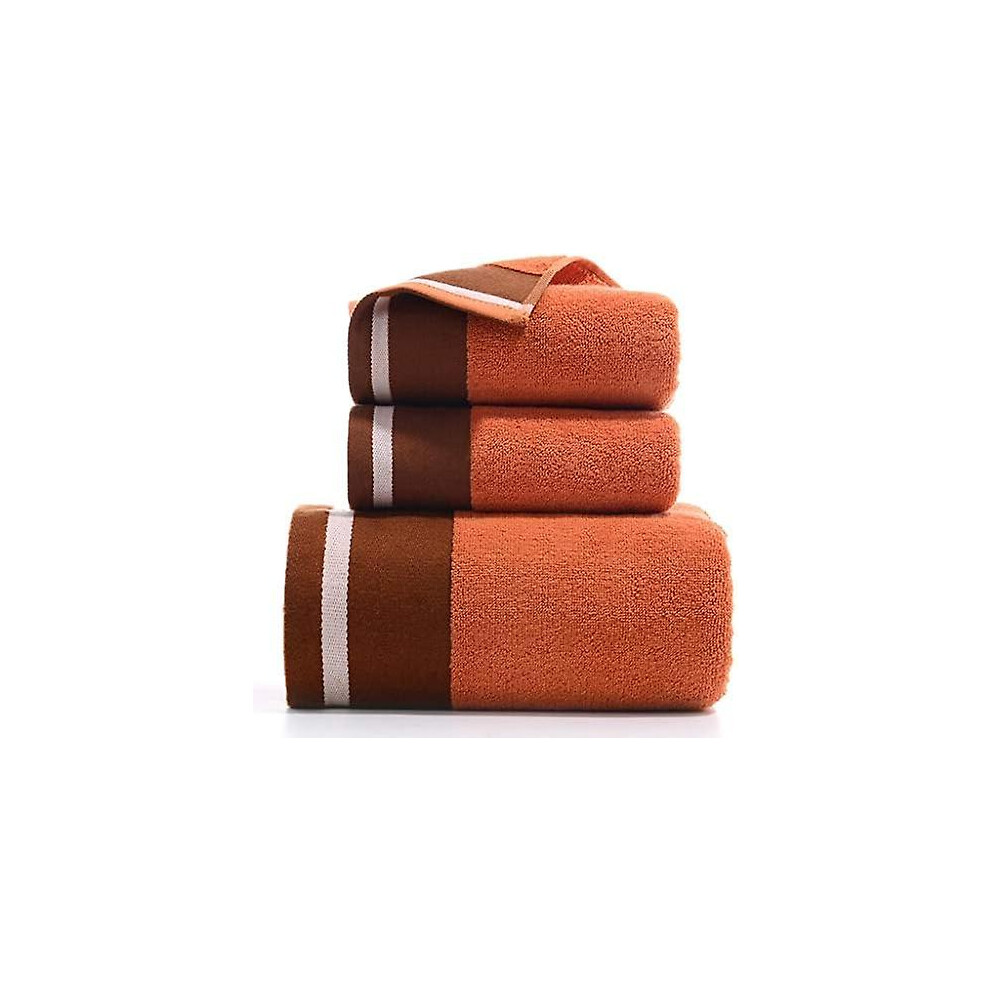 Kikidex (As Show, One Size) 3 Piece Bath Towel Set, Combed Cotton Bath Towels Absorbent Bath Luxury Bath Towels Sets For Bathroom, Orange