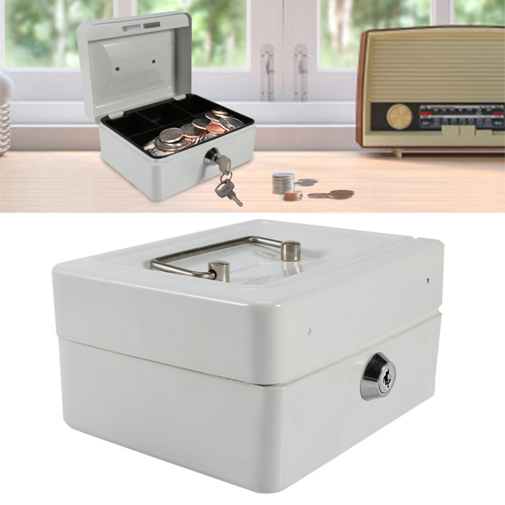 Mini Lockable Coin Safe Portable Money Security Box Household Safe White 7681357677539