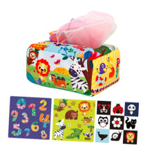 Lovely Forest Animal Sensory Tissue Box For Boys & Girls, Washable & Reusable, Fine Motor Skills Trainer, Cartoon Design