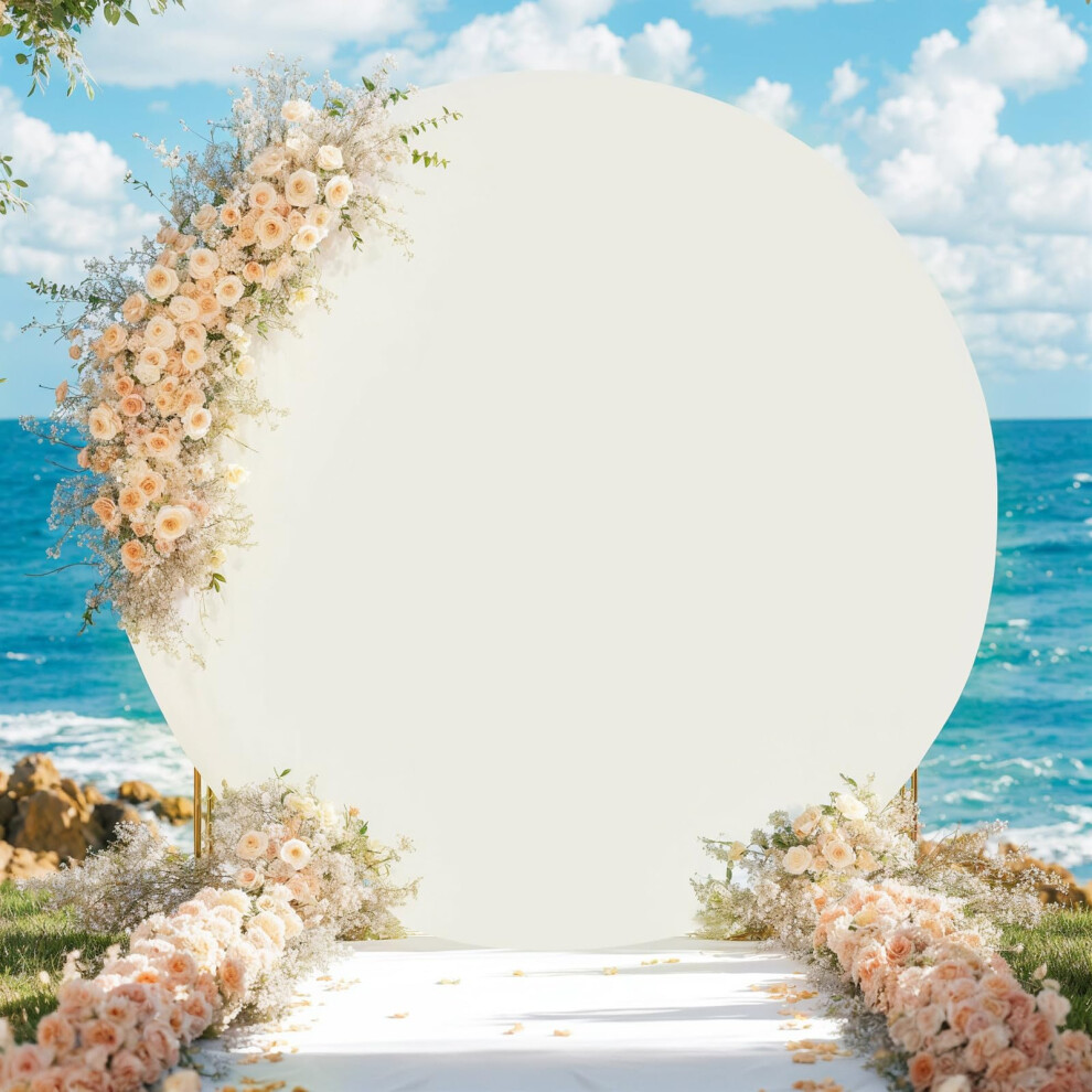 Arch Backdrop Cover, Round Arch 6Ft/6.5Ft/7.2Ft, Bottom Zipper, Wrinkle Resistant, 2M Diameter Circle Ivory 9354506667733