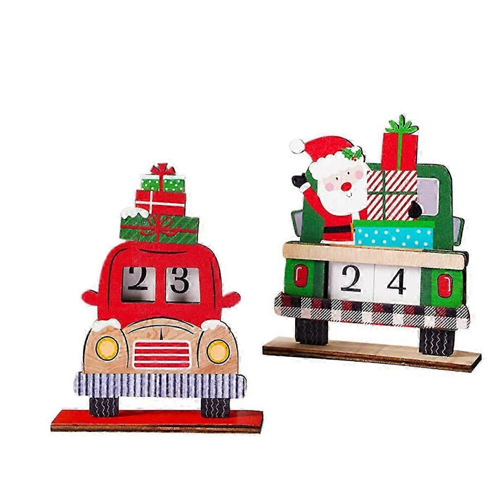 Kikidex (As Show, One Size) Christmas -Calendar Santa Desktop Ornaments Wooden Christmas Countdown Calendar For Festive Home Ta