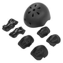 Kinder-Sicherheitshelm Knie- und Ellenbogenschoner-Set, atmungsaktiv, schwarz