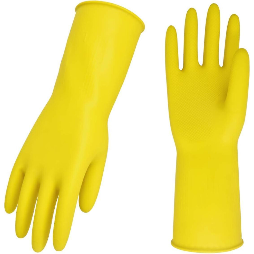 Kikidex (As Show, One Size) 3-Pairs Reusable Household Gloves, Rubber Dishwashing Gloves, Extra Thickness, Long Sleeves, Kitchen Cleaning, Working
