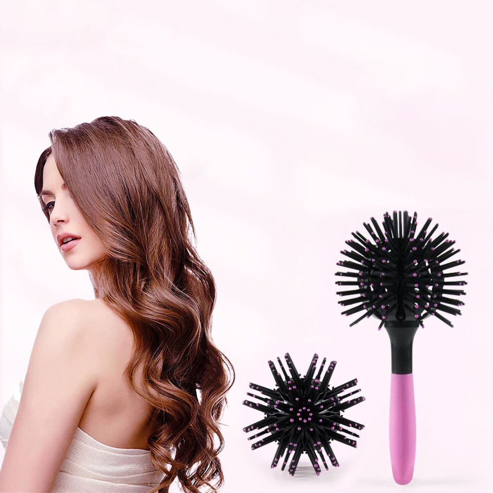 3D Round Hair Brush Comb TPE Heat Resistant 360 Ball Detangler