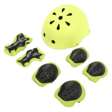 Children's Green 7pcs Safety Helmet Knee Elbow Pad Set Breathable Riding SkatingProtectiveGear