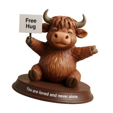 Highlands Cow Figurine Decors Cow Gnomes Flower Resins Statue-A