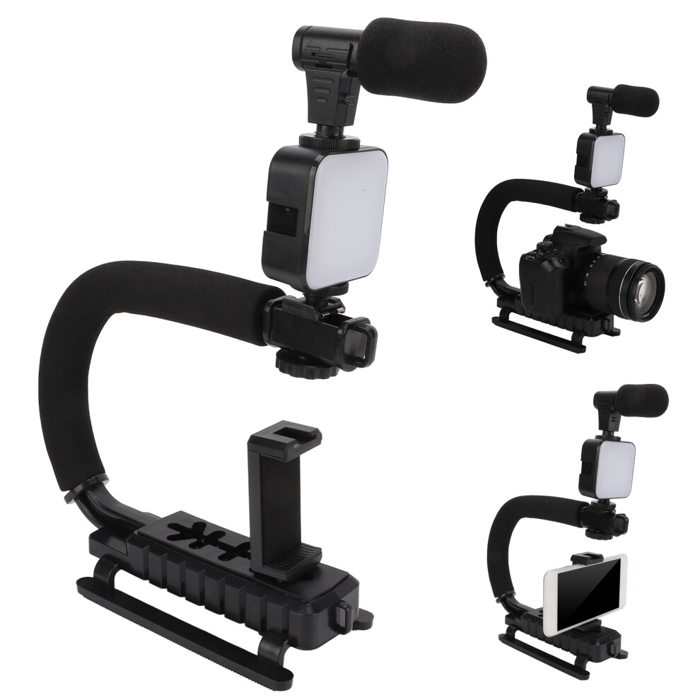 Handheld Video Stabilizer with LED Light & Microphone, 552g, U-Shaped