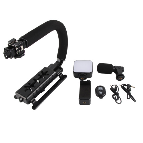 Handheld Video Stabilizer with LED Light & Microphone, 552g, U-Shaped 1