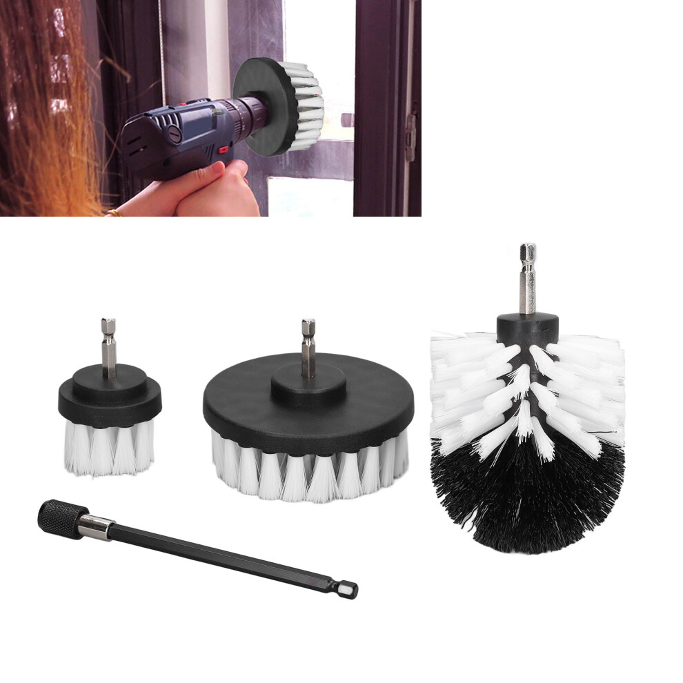 4Pcs Car Detailing Drill Brush Kit With Extendable Power Scrubber 8731357684958
