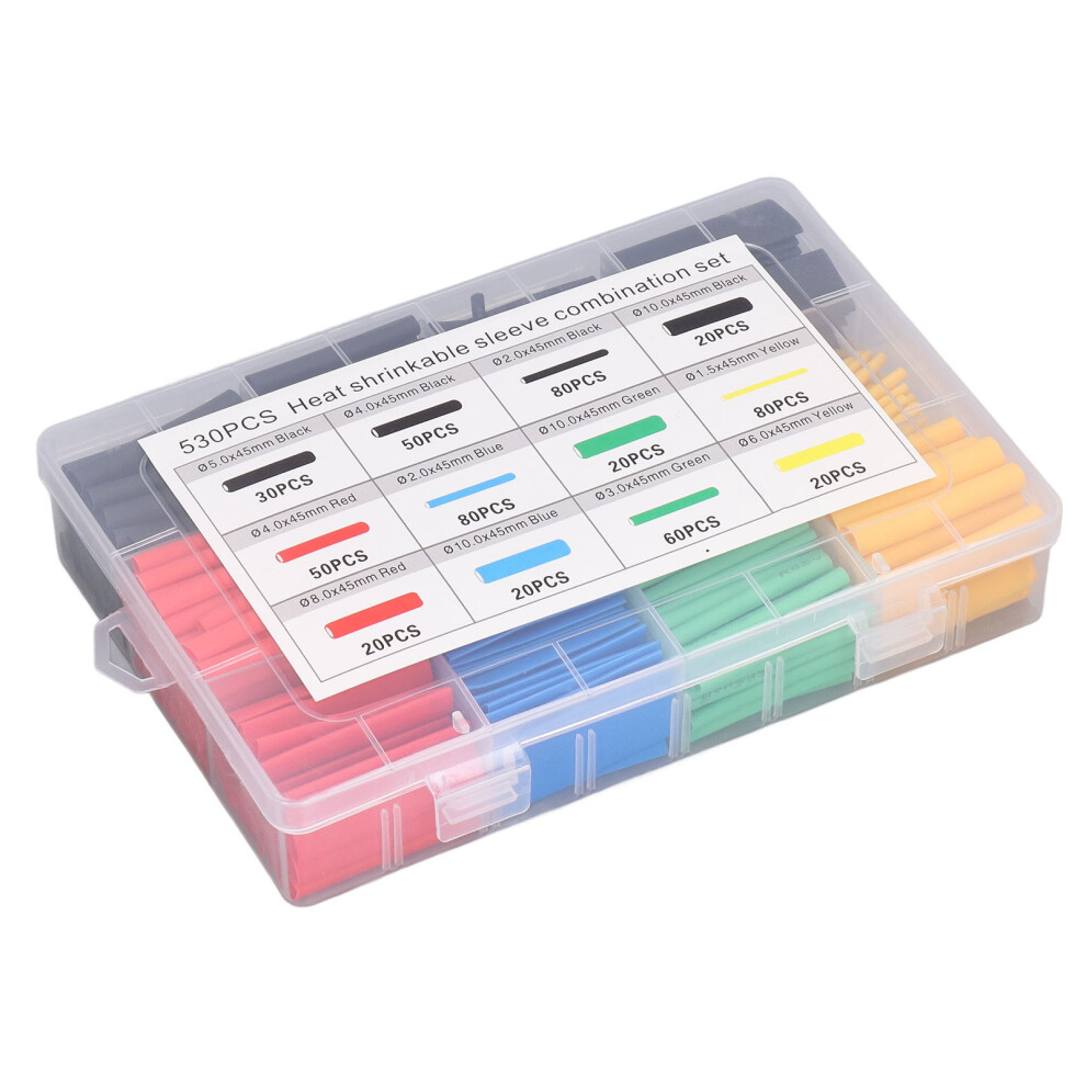 530Pcs Heat Shrink Tubing Kit Multiple Sizes & Colors Insulation Wire Sleeve 5031357689513