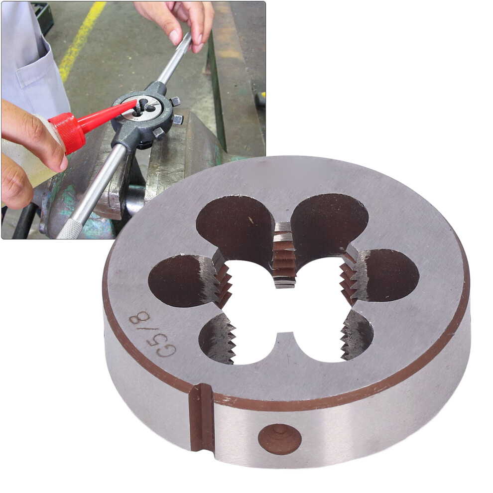 G5/8In Alloy Steel Round Threading Die With 6 Chip Holes, 55Mm Diameter 7691357691374