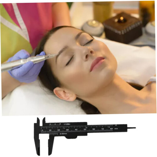 Eyebrow Ruler Measure Tool With Sliding Vernier Caliper Black Tattoo Makeup Stencil Brow Mapping Tool 1