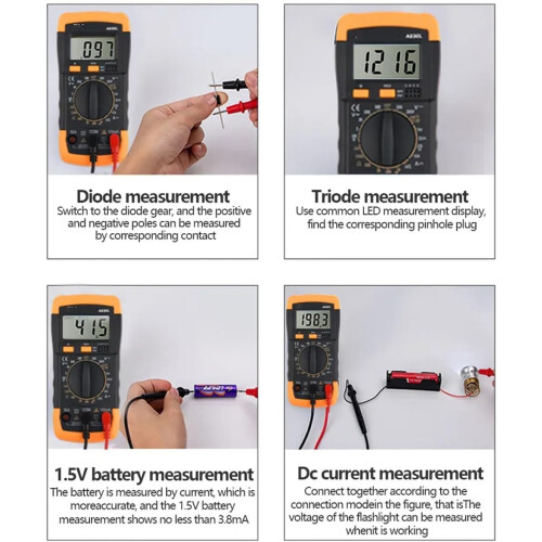 A830L Digital Multimeter AC/DC 600V Voltmeter Current Diode Resistance Frequency Temperature Tester Household Tools 2