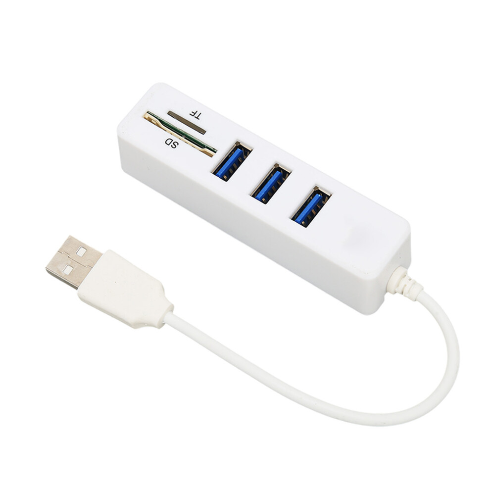Usb 2.0 Hub With Memory Card Reader Color Fast Data Transmission White 7891357692818