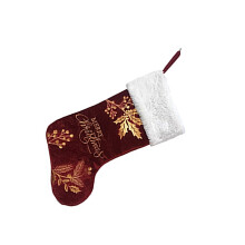Elegante borduurbrief kerstsok Warm-Type A bordeauxrood