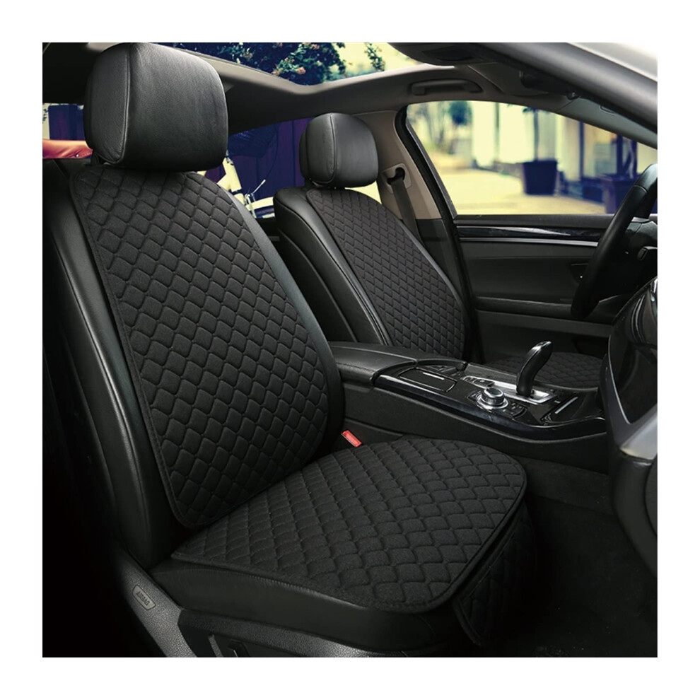 Car Seat Cushion Flax Car Seat Cover Protector For Auto Interior Truck Suv Universal 5-Seat Pad Mat Backrest Black 9105992889310