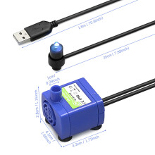 USB-Haustier-Wasserspenderpumpe 160L/H, leiser Betrieb, IP68 wasserdicht, 4,3x4,3x2,8cm