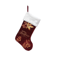 Festival Christmas Stocking With Embroidered-Type A burgundy