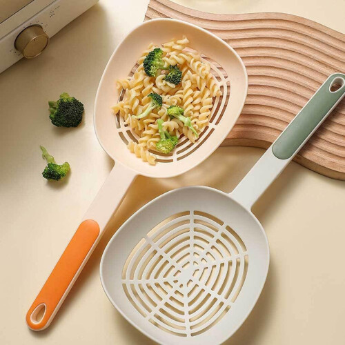 Multi-functional Filter Spoon Dumpling Noodles Drain Scoop Long Handle Nylon Colander Pink Kitchen Utensil 1