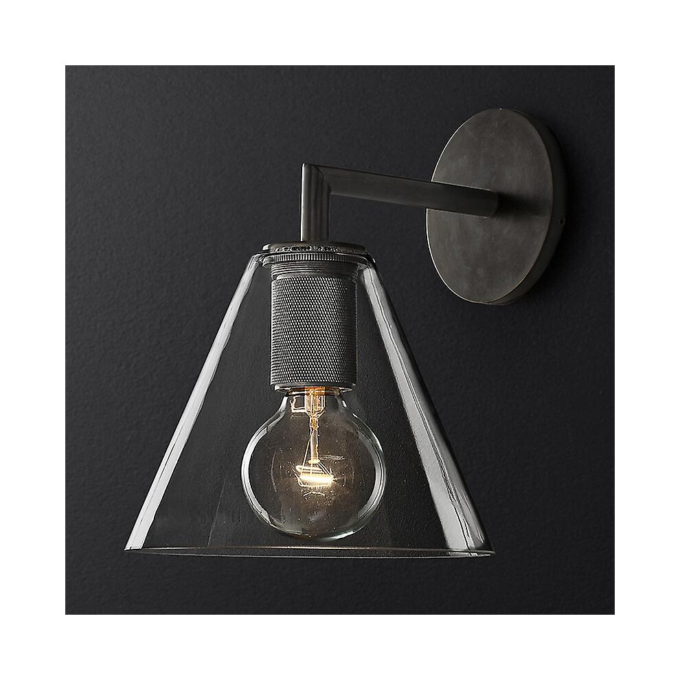 Kikidex (As Show, One Size) Chinese Iron Wall Lamp E27, Metal Lamp, Glass Wall Lamp, Night Suitable For Corridors, Attics, Passages And Cafes Light