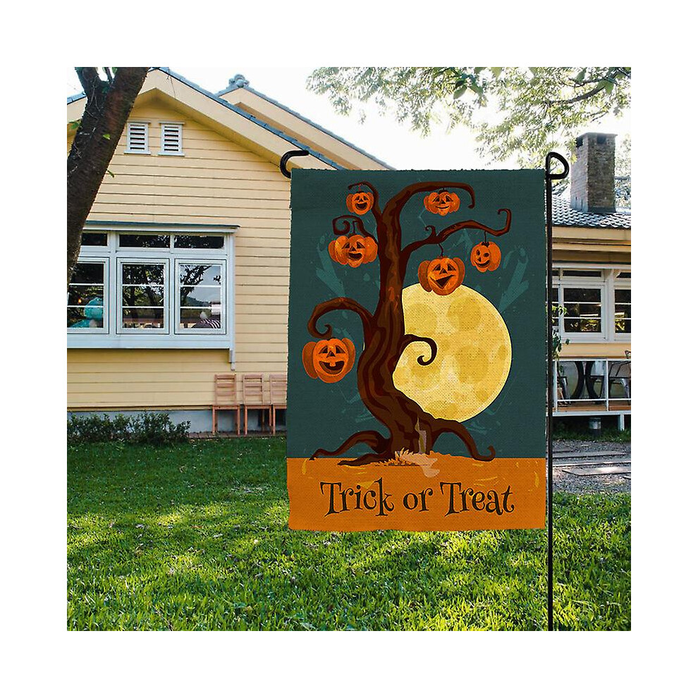 Kikidex (As Show, One Size) Double Sided Halloween Garden Flag, Linen Outdoor Decoration