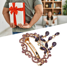 Horquillas para el cabello pequeñas de aleación con resina y piedras de strass moradas