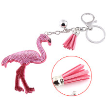 Eleganter pinker Kristall-Flamingo-Schlüsselanhänger Bag Charm Anhänger Geschenk mit Quaste