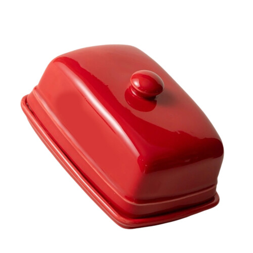 Beurrier rectangulaire simple en céramique résistant à la-Rouge
