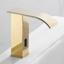 Intelligenter automatischer Bewegungssensor, schwarz-goldener Badezimmer-Wasserhahn, elektrischer Infrarot-Waschtischhahn