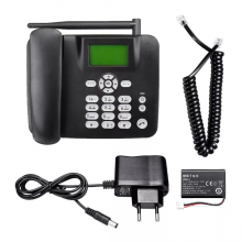 (Schwarz) Festnetz-Schnurlostelefon 4G, unterstützt GSM 850/900/1800/1900 MHz, SIM-Karten-fähig, mit Antenne und Funkuhr