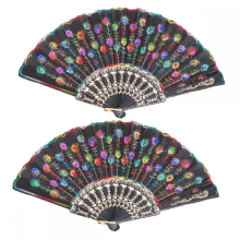 Stück Faltfächer, Handfächer, spanisches Blumenmuster, Glitzer-Blumenfächer, Geschenk