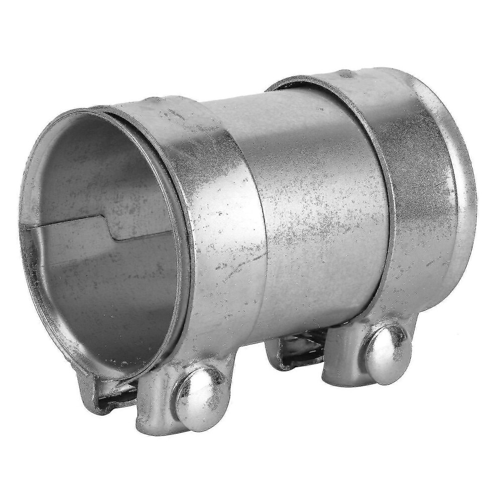 Kikidex (As Show, One Size) 3In 76Mm Exhaust Pipe Connector Double Clamp Joiner Stainless Steel Sleeve Universal Tube Repair Parts