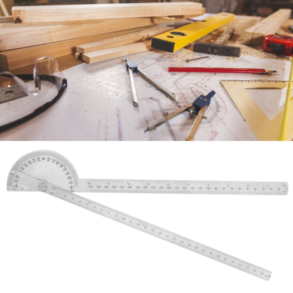 High-Precision 0-180 Degree Woodworking Angle Protractor Ruler 250Mm 4651357700318