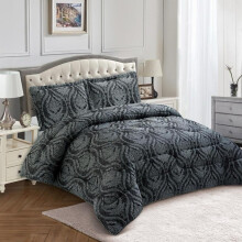 (Bridal Black, Super King) Exquisite 3 Piece Jacquard Bedspread Set with Pillow Shams – Soft & Elegant Bedding for a Cozy Night's Sleep