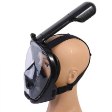 Full Face Snorkeling Mask 180 View for Kids with Earplugs – Black S/M