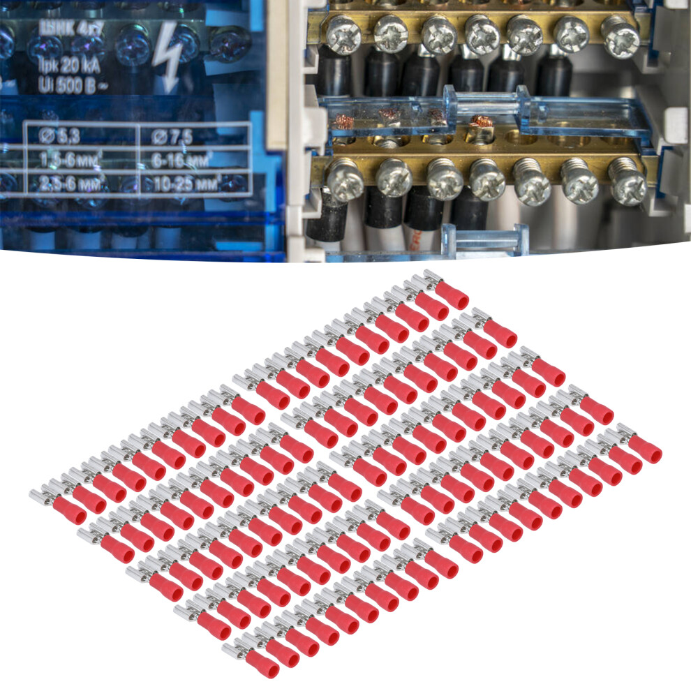 100Pcs Red Insulated Spade Wire Connectors 0.5-1.5Mmâ² 48A 8461357702719