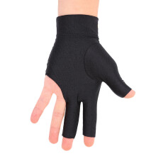 Snooker Billard Linkshänder Offene Drei-Finger-Spandex-Handschuh – Schwarz, Einheitsgröße